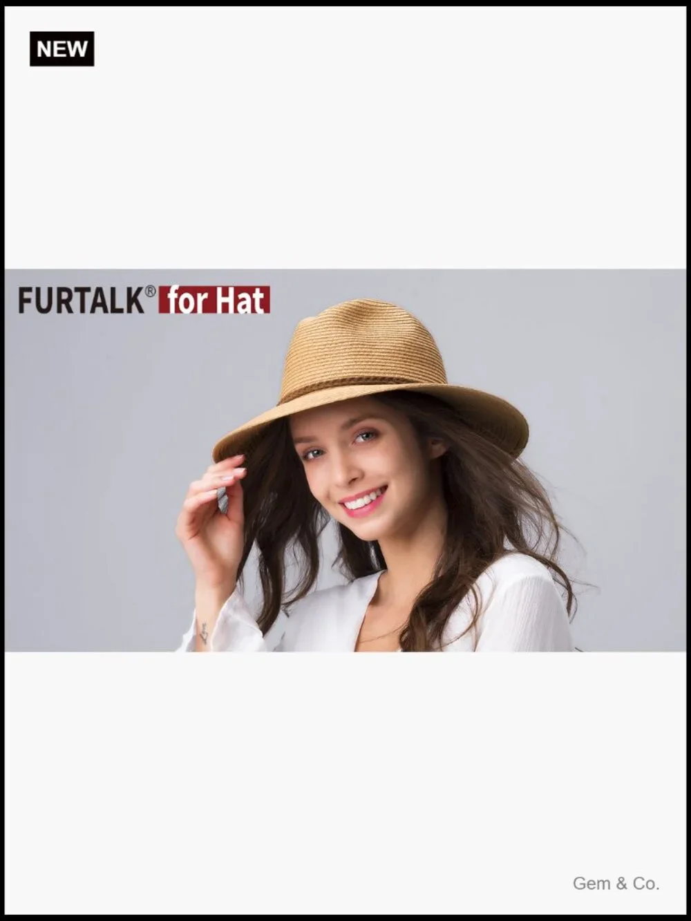 Wide Brim Straw Sun Hat UPF 80+ Packable Fedora Panama